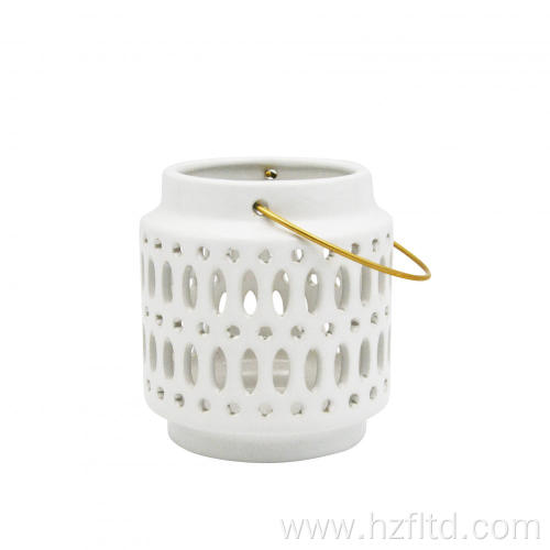 White Rust Protection Ceramic Candle Holder for Decoration